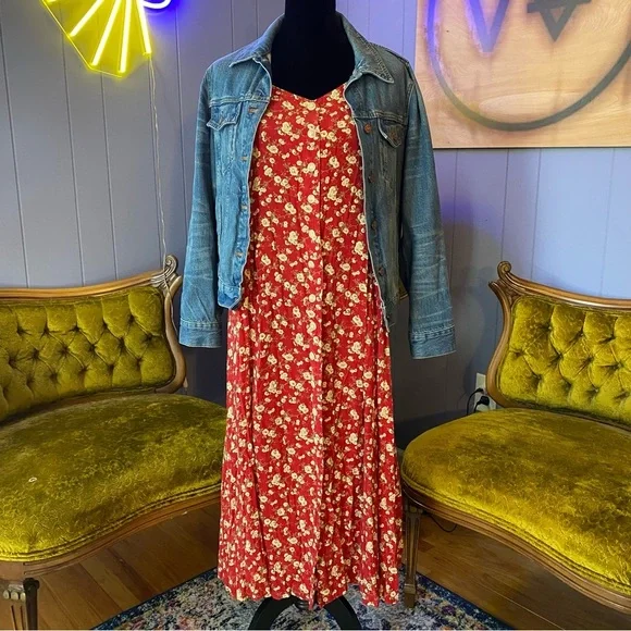 Vintage 90s Kathryn Deen New York Floral Button Down Maxi Dress Size L/XL - Picture 2 of 10